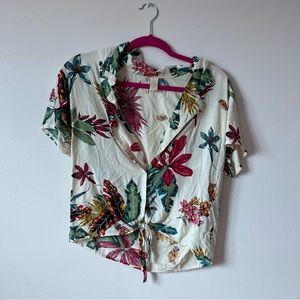 JAPNA WOMENS FLORAL SHORT SLEEVE BLOUSE